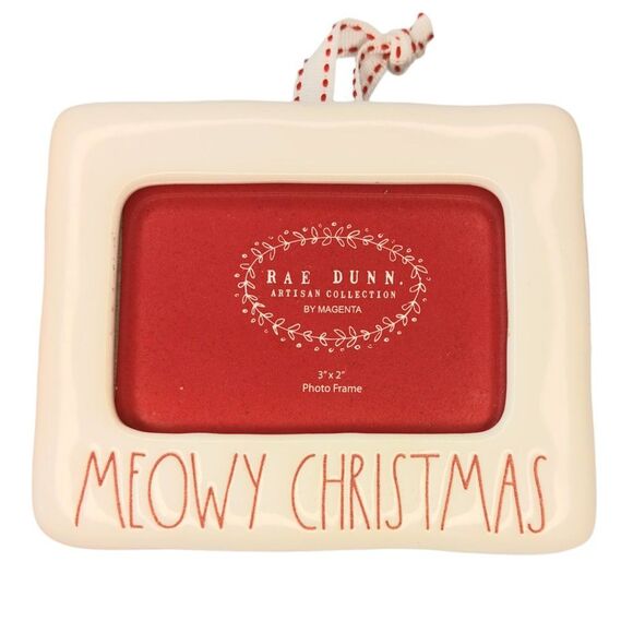 Meowy Christmas Ornament Picture Frame Rae Dunn 3" x 2" - Picture 1 of 2